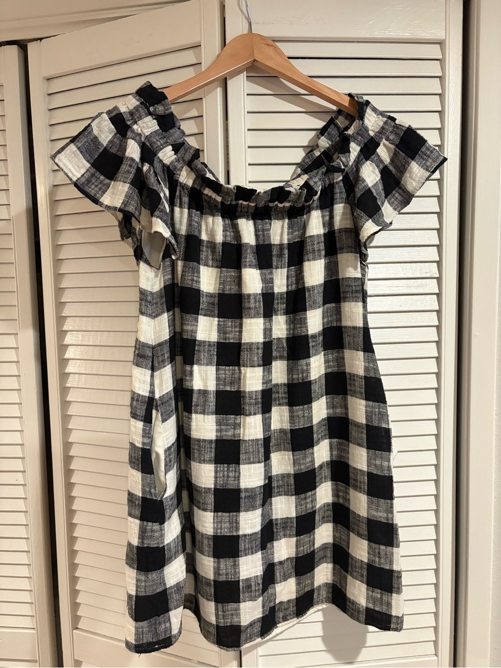 Corey Lynn Calter Black and White Gingham Dress Linen Cotton